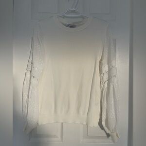 Detailed Sleeve Cream Sweater
